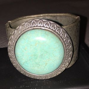 Tin & turquoise wrist cuff